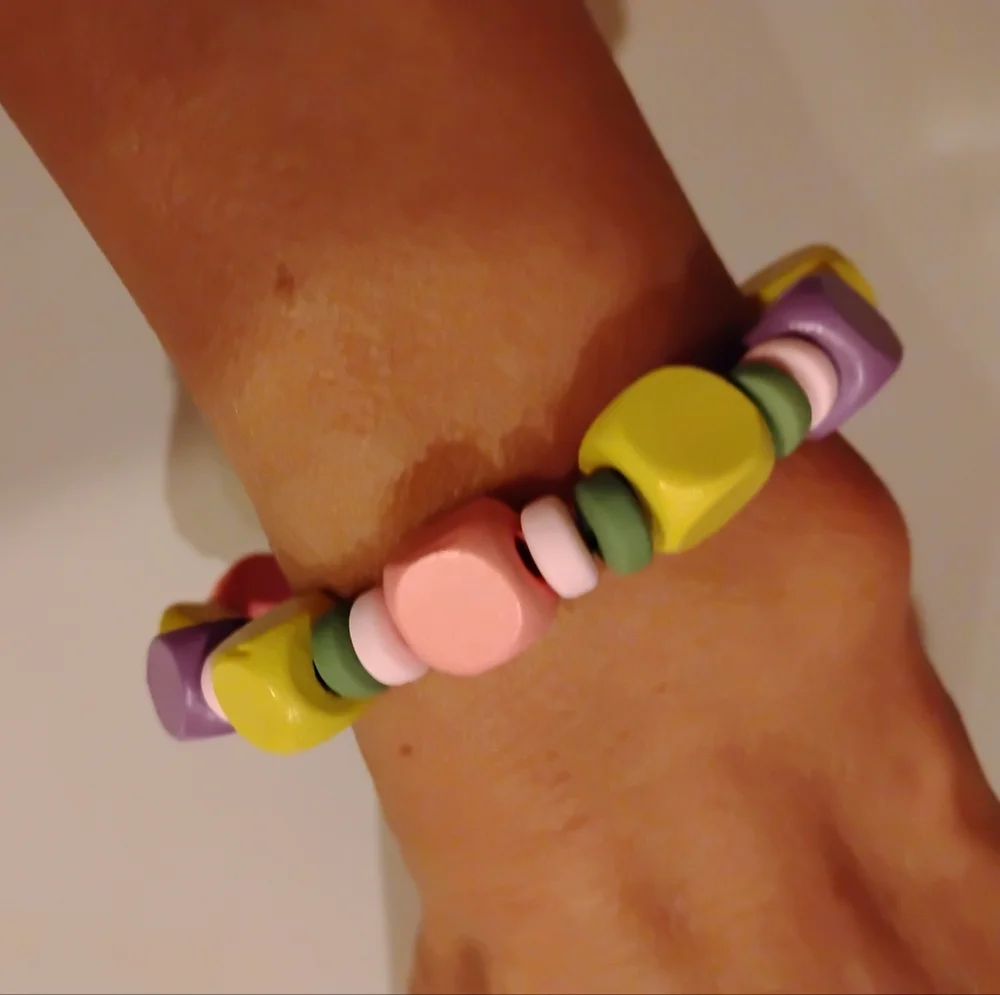 Colorful Kids Women Wood And Clay Beaded Bracelet Elastic String
